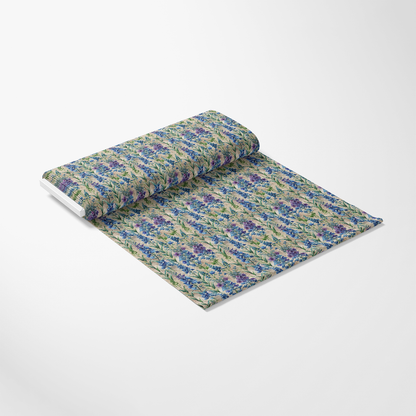Art Nouveau Delphiniums Pattern 2 Quilting Cotton Fabric, floral design, blue, purple, green, vintage style, botanical print, fabric roll, quilting textile, natural fibers, cotton material, decorative cloth, sewing fabric, craft material, traditional style, elegant pattern, premium quilting fabric