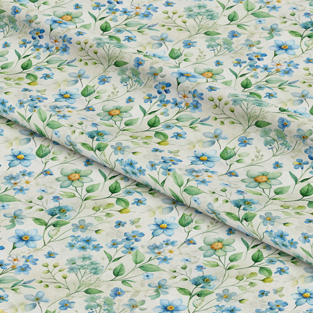 - Art Nouveau Forget Me Nots Pattern 3 Quilting Cotton Fabric  
- Floral design  
- Blue and yellow flowers  
- Green leaves  
- Cotton textile  
- Seamless botanical print  
- Natural colors  
- Soft quilting material  
- Decorative fabric  
- Vintage style fabric