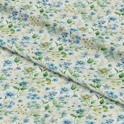 - Art Nouveau Forget Me Nots Pattern 3 Quilting Cotton Fabric  
- Floral design  
- Blue and yellow flowers  
- Green leaves  
- Cotton textile  
- Seamless botanical print  
- Natural colors  
- Soft quilting material  
- Decorative fabric  
- Vintage style fabric