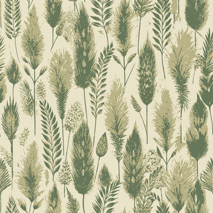 Art Nouveau Fox Tails Pattern 1 Quilting Cotton Fabric featuring green, olive, beige botanical design, cotton textile, quilting material, natural foliage print, decorative fabric, premium quilting cotton, soft texture, traditional style, eco-friendly fabric, nature-inspired pattern, cotton cloth for crafts and sewing projects