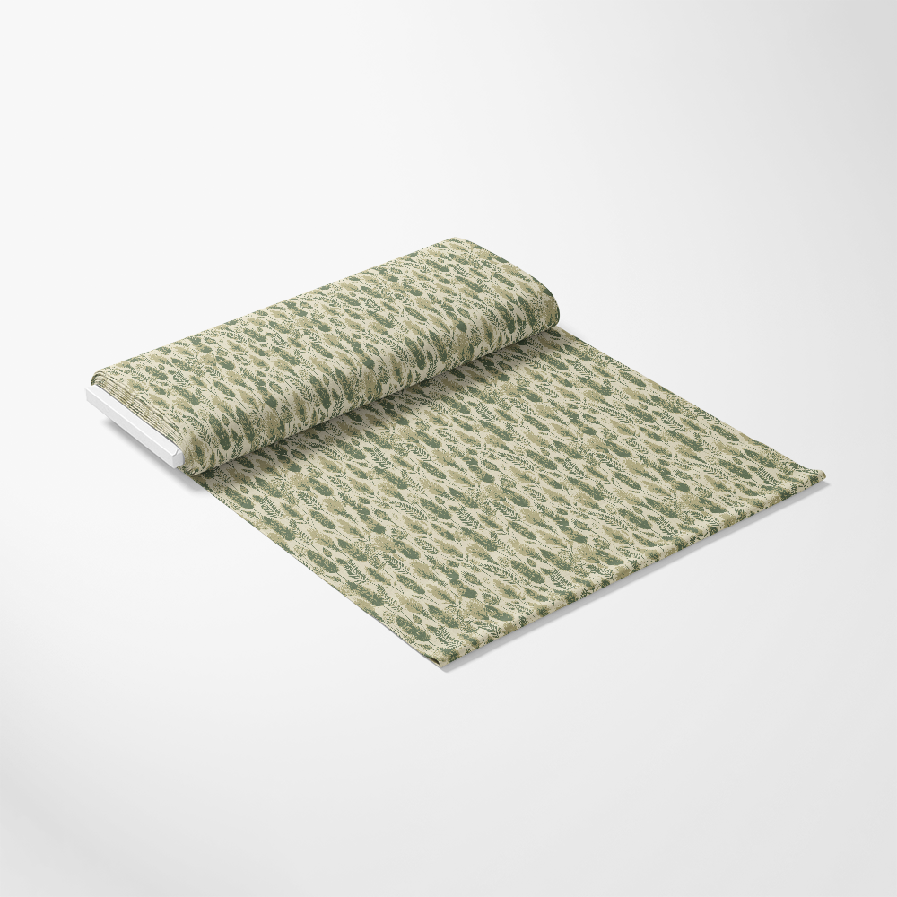 Art Nouveau Fox Tails Pattern 1 Quilting Cotton Fabric, fabric roll, green, beige, natural, botanical, leaves, nature-inspired, textile, cotton, quilting, organic, traditional design, soft texture, durable material, craft fabric, yardage, premium quality