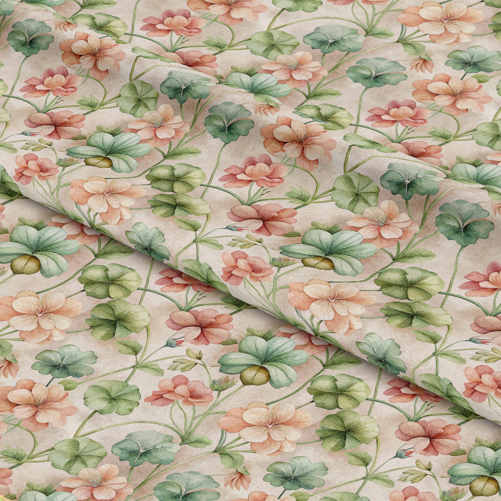Art Nouveau Geraniums Pattern 1 Quilting Cotton Fabric