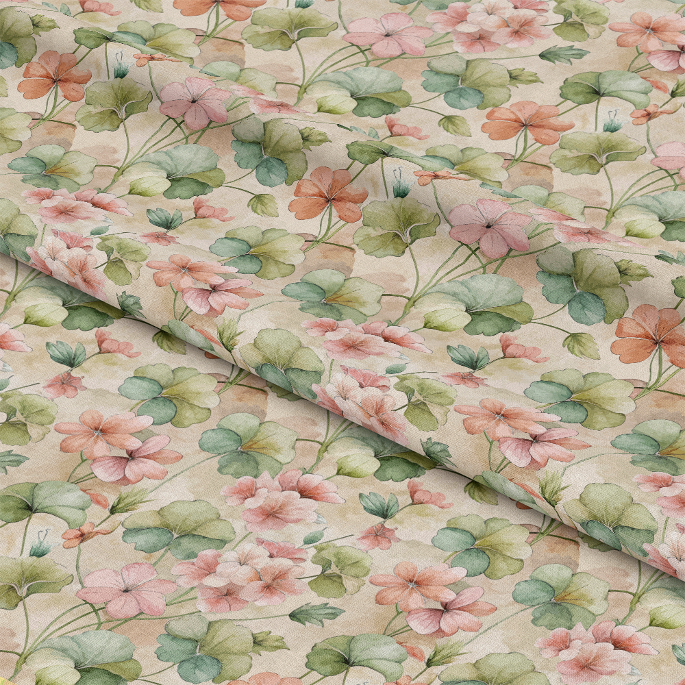 Art Nouveau Geraniums Pattern 2 Quilting Cotton Fabric