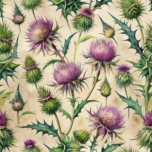 Art Nouveau Globe Thistles Pattern 2 Quilting Cotton Fabric