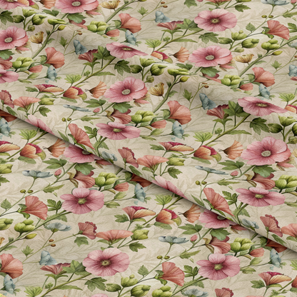 Art Nouveau Hollyhocks Pattern 2 Quilting Cotton Fabric