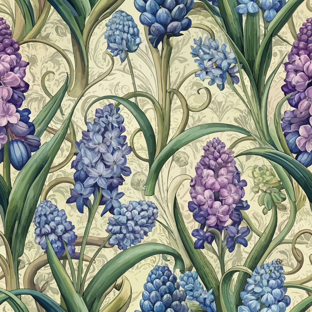 Art Nouveau Hyacinths Pattern 1 Quilting Cotton Fabric