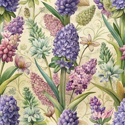 Art Nouveau Hyacinths Pattern 2 Quilting Cotton Fabric