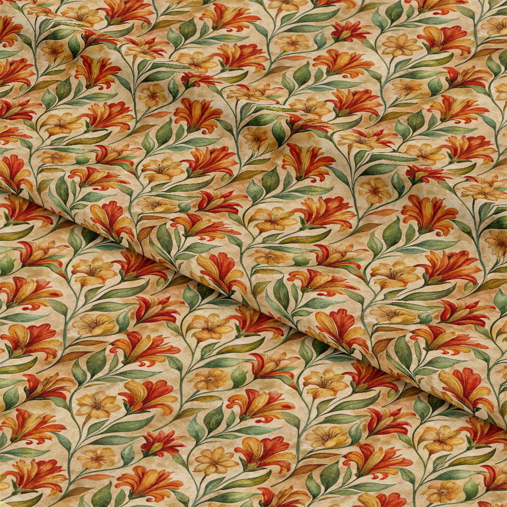 Art Nouveau Indian Paintbrush Flowers Pattern 2 Quilting Cotton Fabric