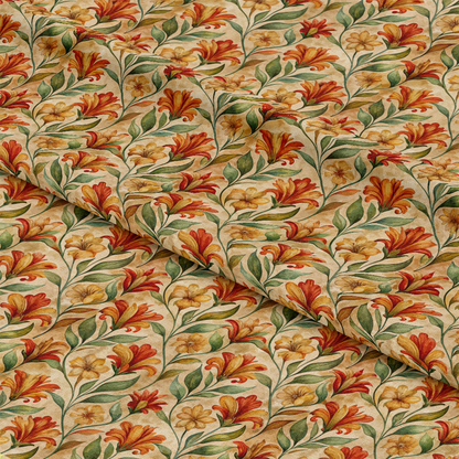 Art Nouveau Indian Paintbrush Flowers Pattern 2 Quilting Cotton Fabric
