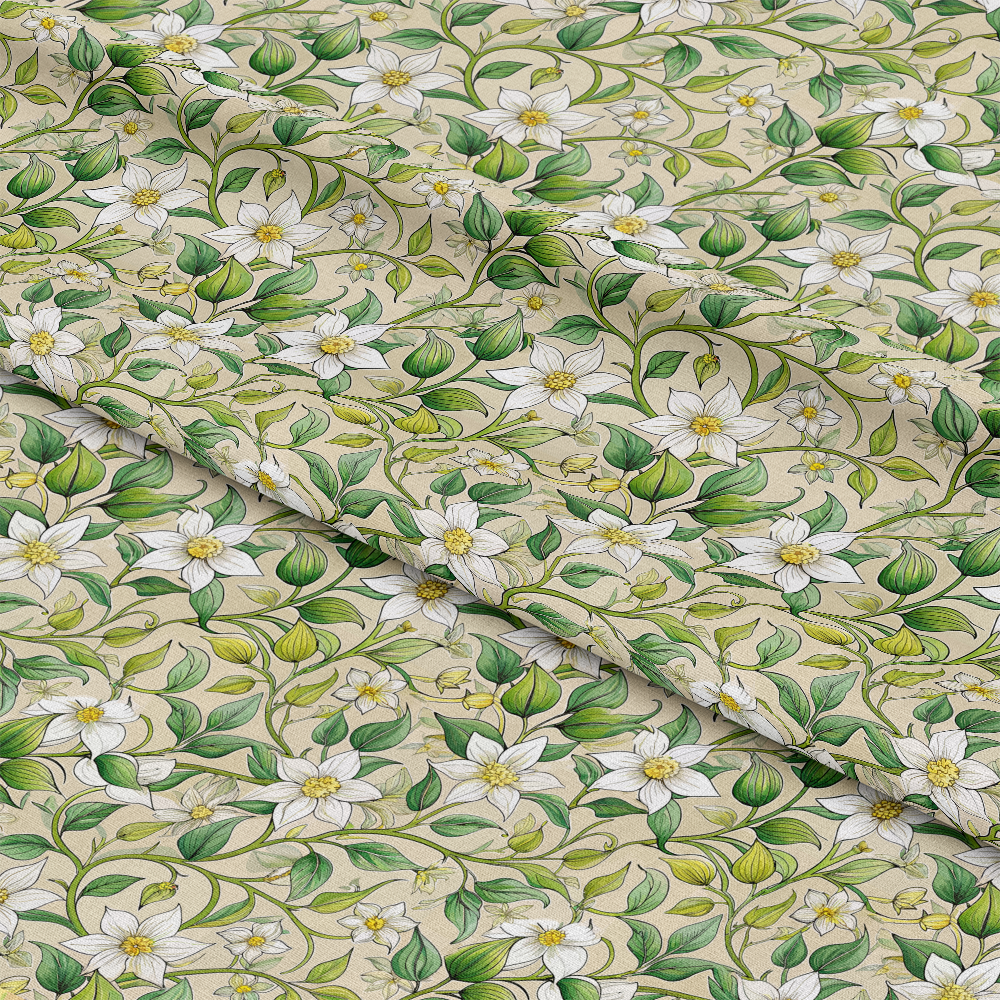 Art Nouveau Jasmine Vines Pattern 1 Quilting Cotton Fabric