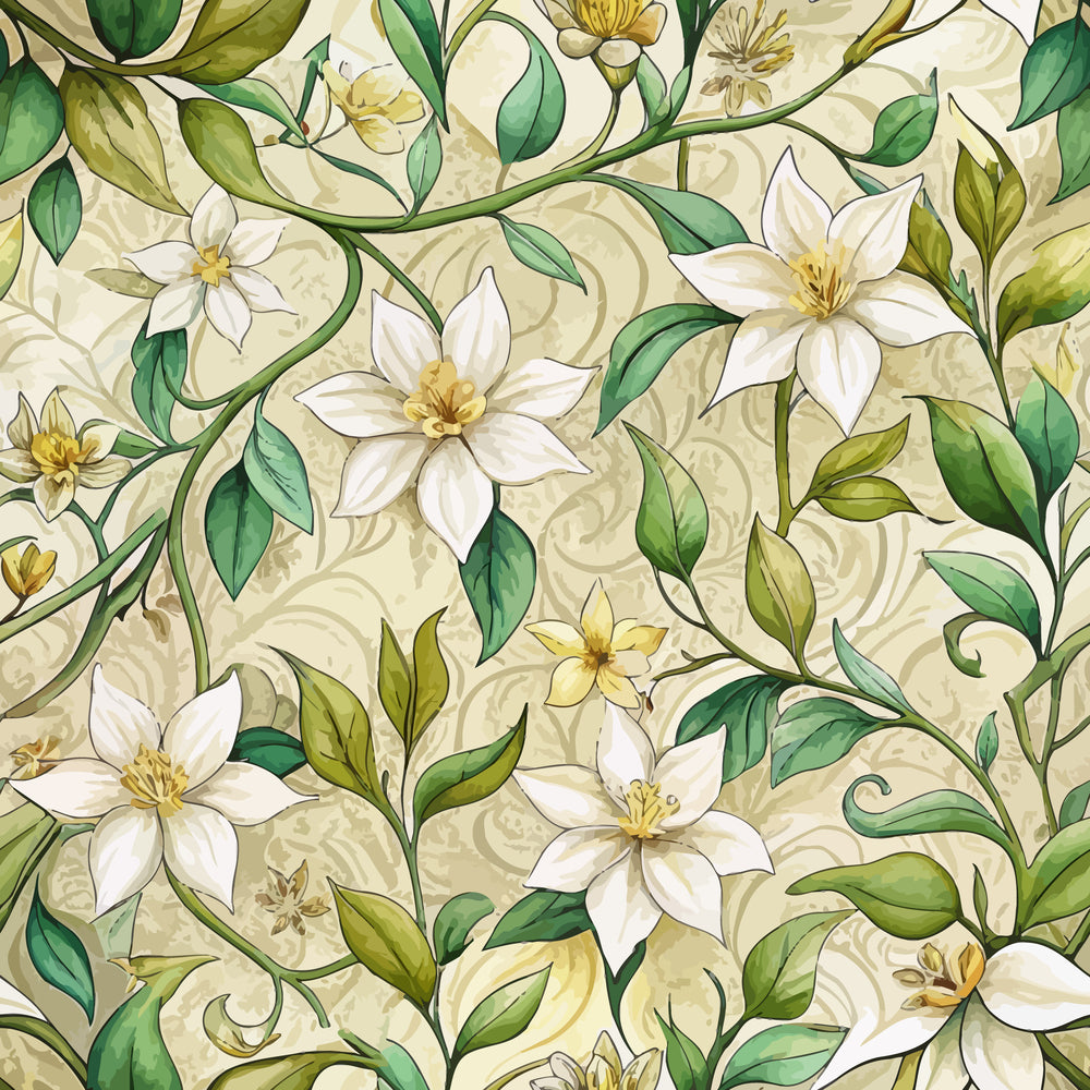 Art Nouveau Jasmine Vines Pattern 2 Quilting Cotton Fabric