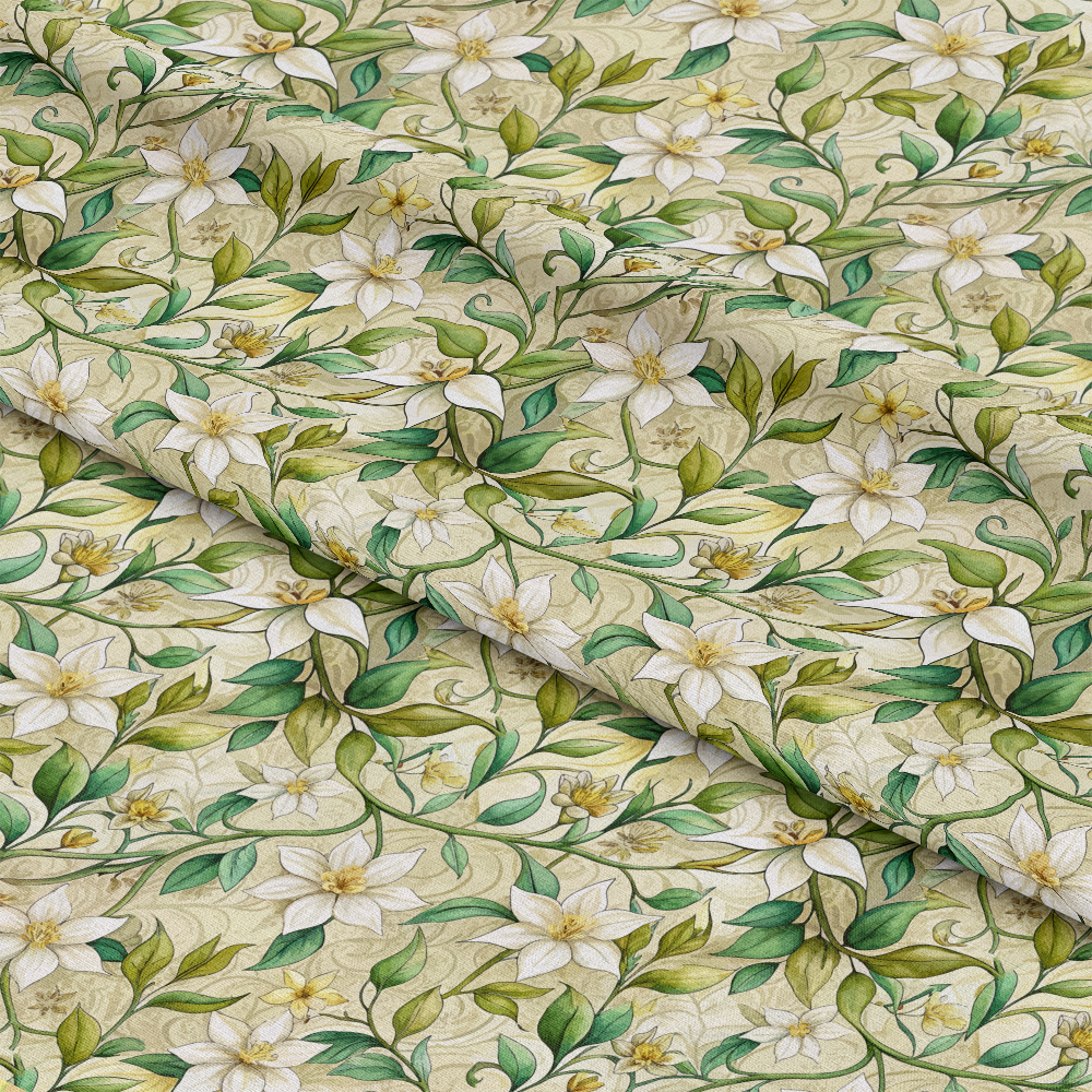 Art Nouveau Jasmine Vines Pattern 2 Quilting Cotton Fabric