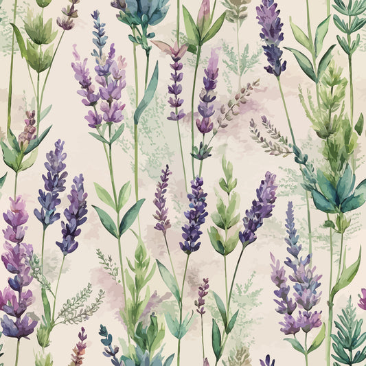 Art Nouveau Lavender Sprigs Pattern 1 Quilting Cotton Fabric