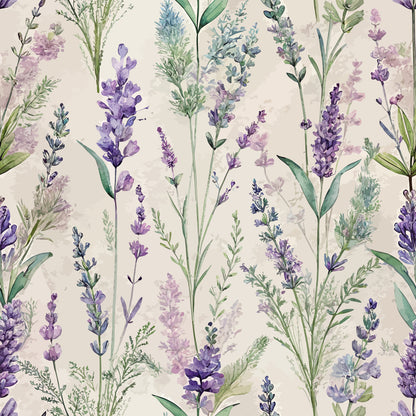 Art Nouveau Lavender Sprigs Pattern 2 Quilting Cotton Fabric