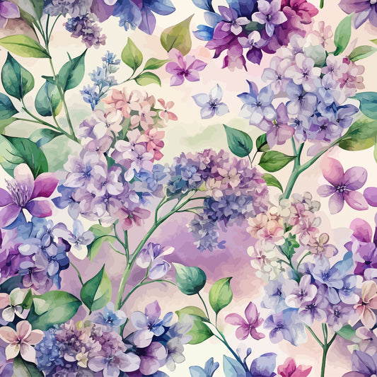 Art Nouveau Lilac Lusters Pattern 1 Quilting Cotton Fabric