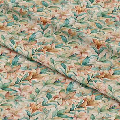 Art Nouveau Lilies Pattern 1 Quilting Cotton Fabric