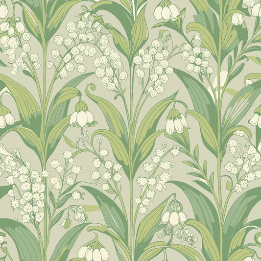 Art Nouveau Lily of the Vallies Pattern 2 Quilting Cotton Fabric