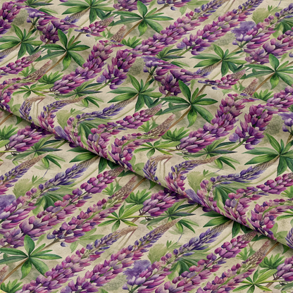 Art Nouveau Lupine Flowers Pattern 2 Quilting Cotton Fabric