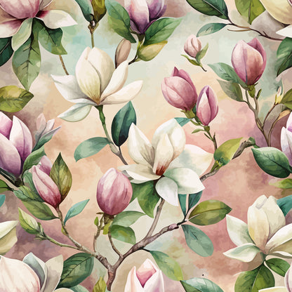 Art Nouveau Magnolias Pattern 2 Quilting Cotton Fabric