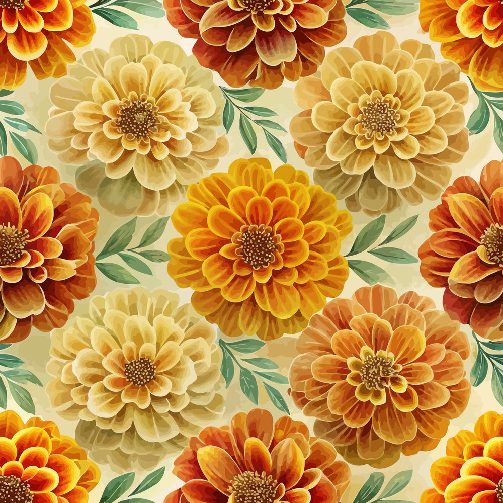 Art Nouveau Marigolds Pattern 2 Quilting Cotton Fabric