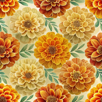 Art Nouveau Marigolds Pattern 2 Quilting Cotton Fabric