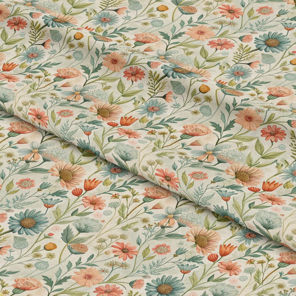 Art Nouveau Meadow Flowers Pattern 1 Quilting Cotton Fabric