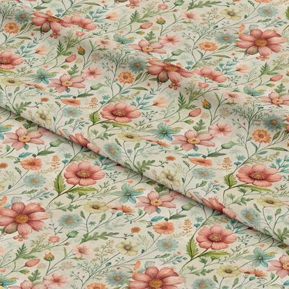 Art Nouveau Meadow Flowers Pattern 2 Quilting Cotton Fabric