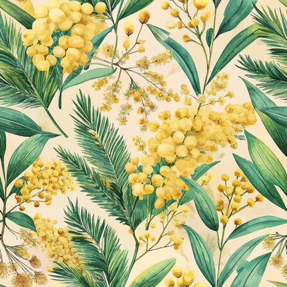 Art Nouveau Mimosa Blossoms Pattern 1 Quilting Cotton Fabric