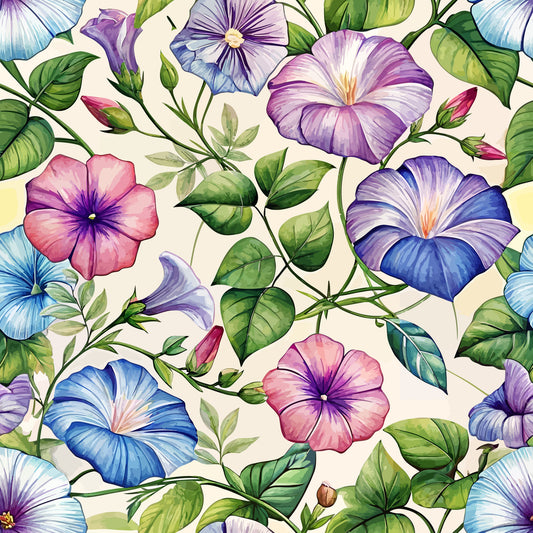 Art Nouveau Morning Glories Pattern 1 Quilting Cotton Fabric