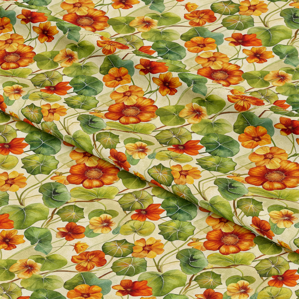 Art Nouveau Nasturtiums Pattern 1 Quilting Cotton Fabric