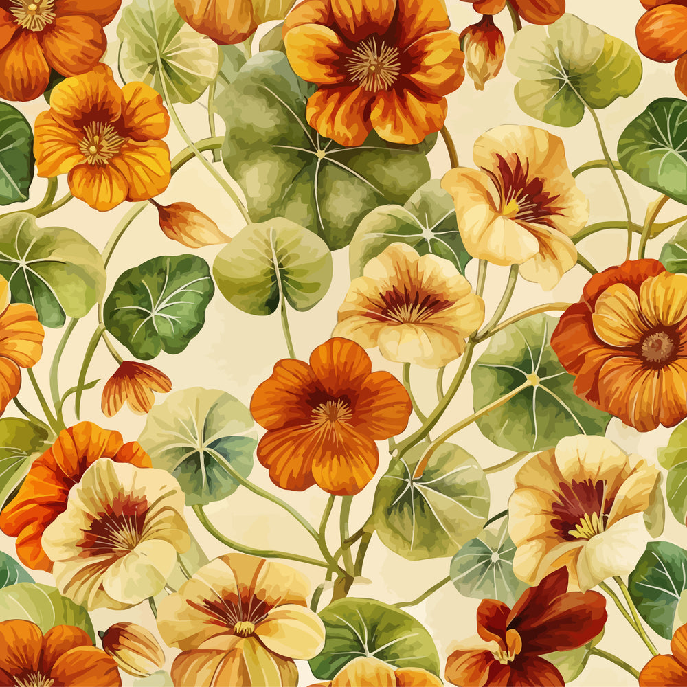 Art Nouveau Nasturtiums Pattern 2 Quilting Cotton Fabric