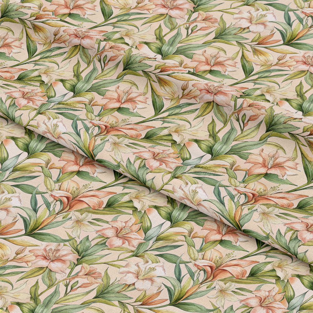 Art Nouveau Oleander Blossoms Pattern 1 Quilting Cotton Fabric