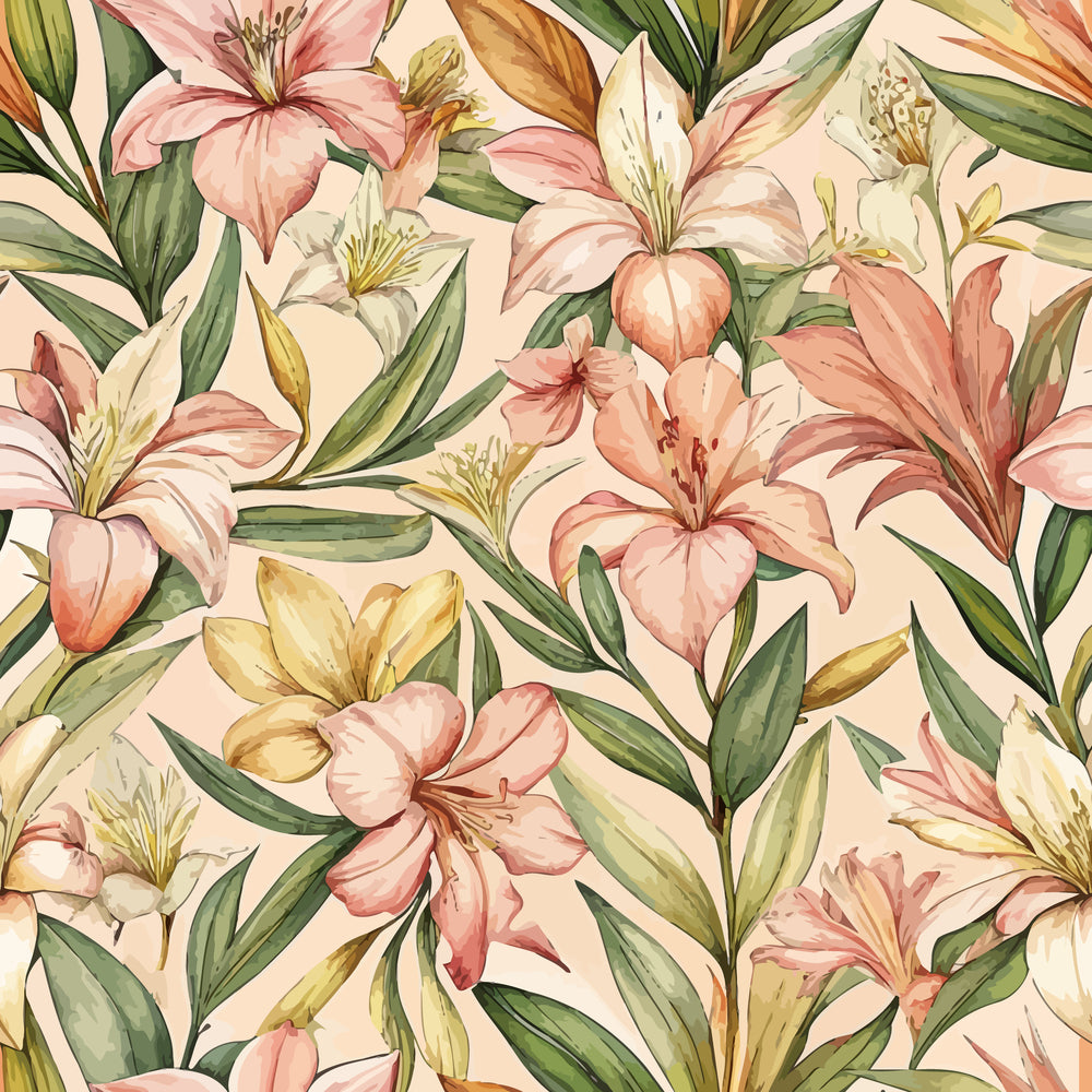 Art Nouveau Oleander Blossoms Pattern 2 Quilting Cotton Fabric