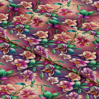 Art Nouveau Orchids Pattern 2 Quilting Cotton Fabric