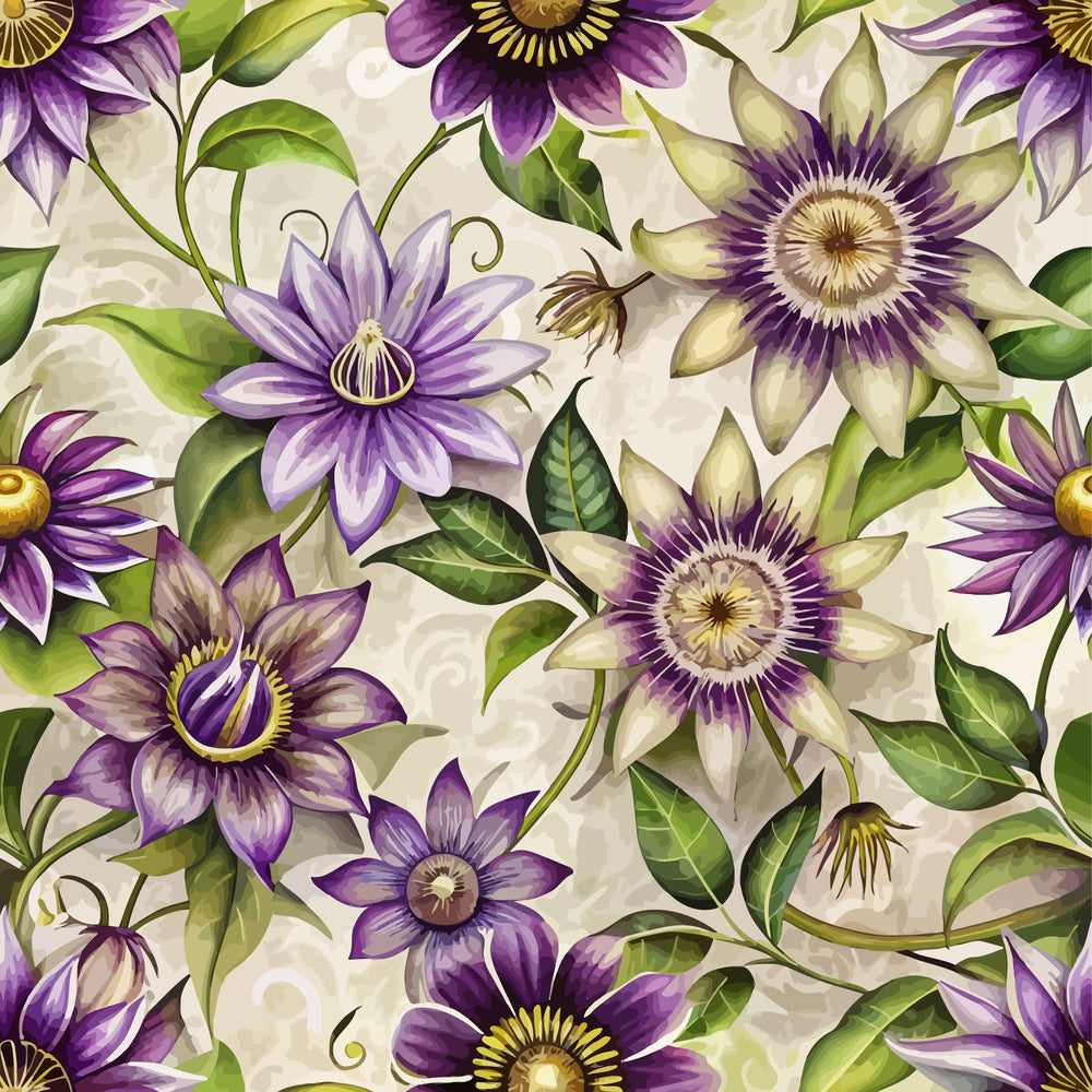 Art Nouveau Passionflowers Pattern 1 Quilting Cotton Fabric