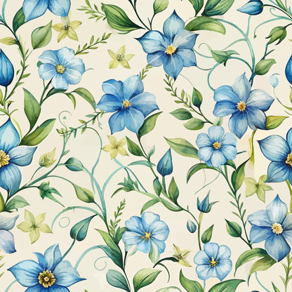 Art Nouveau Periwinkles Pattern 2 Quilting Cotton Fabric