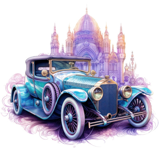 Art Nouveau Retro Cars Fabric Panel 10