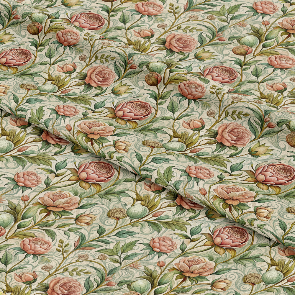 Art Nouveau Roses Pattern 1 Quilting Cotton Fabric