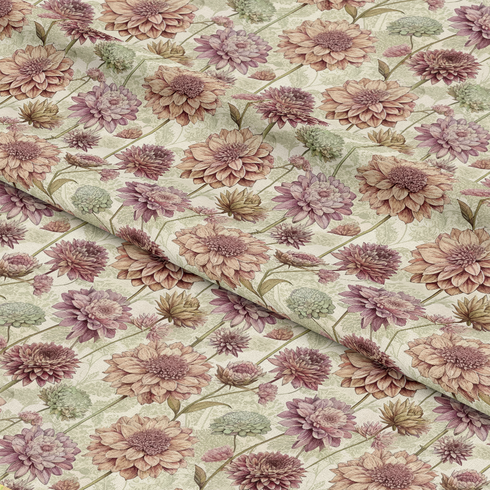 Art Nouveau Scabiosas Pattern 1 Quilting Cotton Fabric