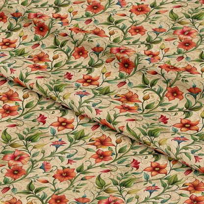 Art Nouveau Scarlet Pimpernels Pattern 1 Quilting Cotton Fabric
