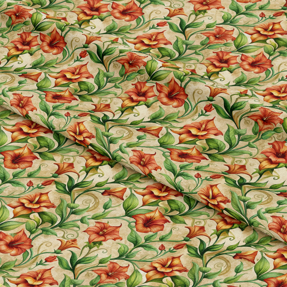 Art Nouveau Scarlet Pimpernels Pattern 2 Quilting Cotton Fabric