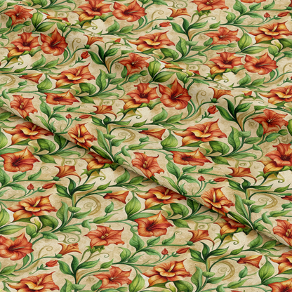 Art Nouveau Scarlet Pimpernels Pattern 2 Quilting Cotton Fabric
