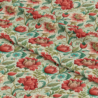 Art Nouveau Scarlet Sages Pattern 1 Quilting Cotton Fabric