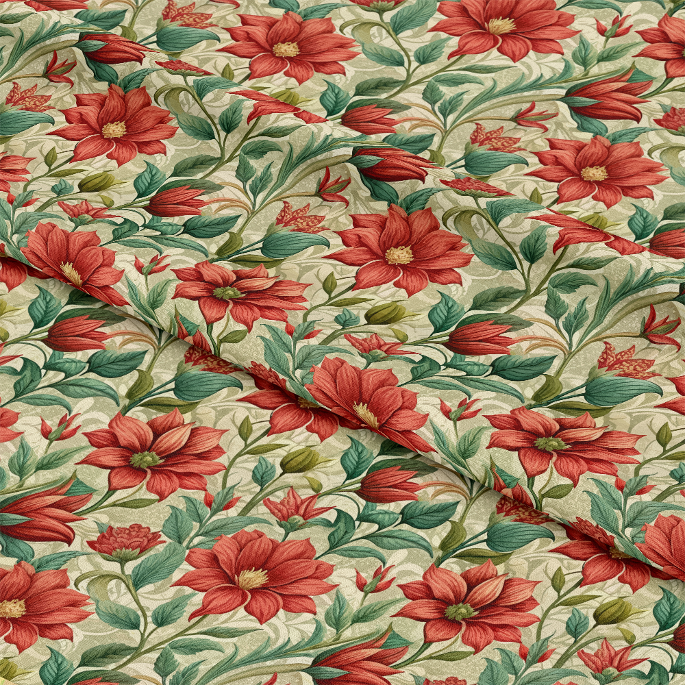 Art Nouveau Scarlet Sages Pattern 2 Quilting Cotton Fabric