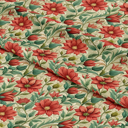 Art Nouveau Scarlet Sages Pattern 2 Quilting Cotton Fabric