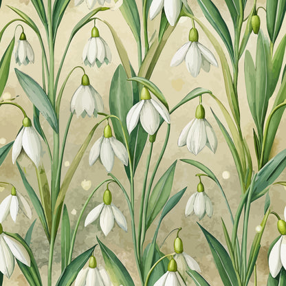 Art Nouveau Snowdrops Pattern 1 Quilting Cotton Fabric