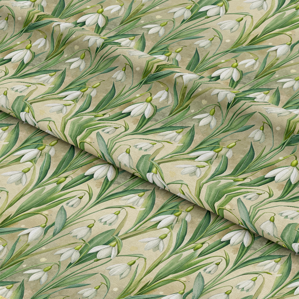 Art Nouveau Snowdrops Pattern 1 Quilting Cotton Fabric
