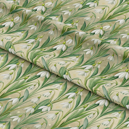 Art Nouveau Snowdrops Pattern 1 Quilting Cotton Fabric