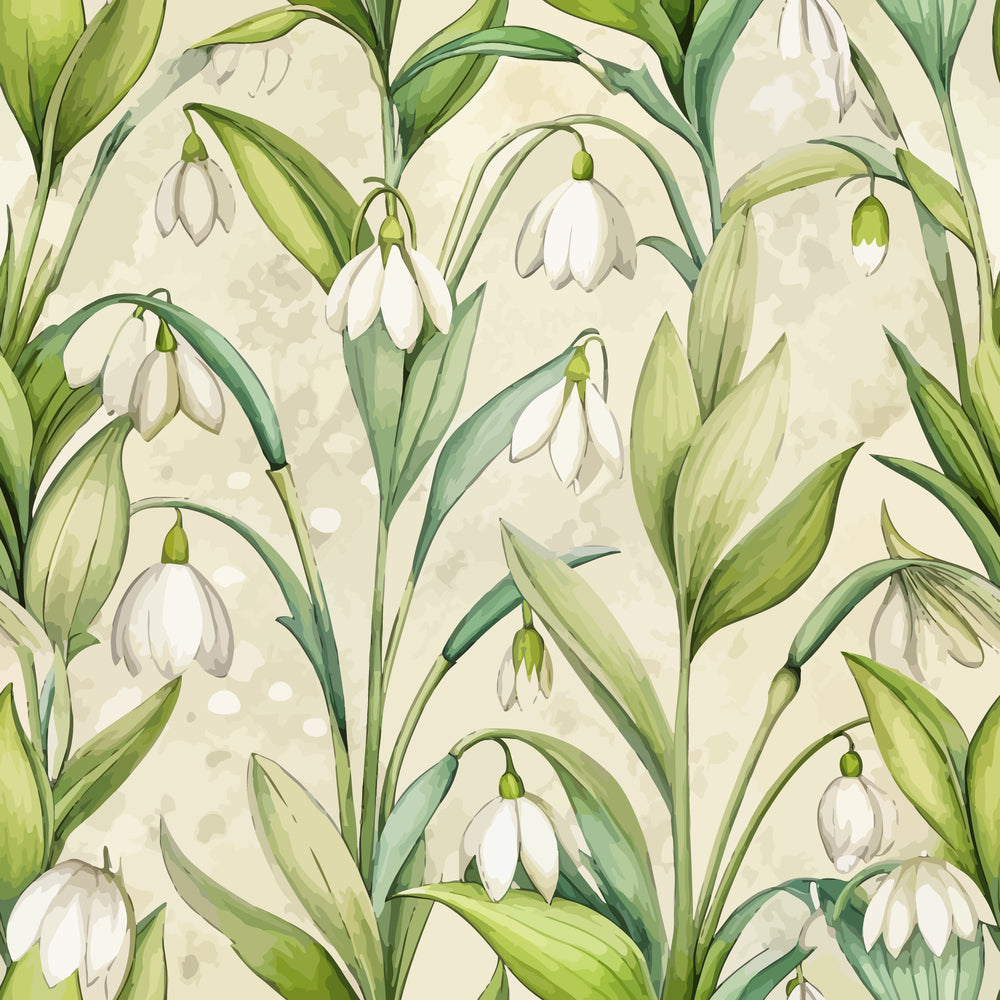 Art Nouveau Snowdrops Pattern 2 Quilting Cotton Fabric