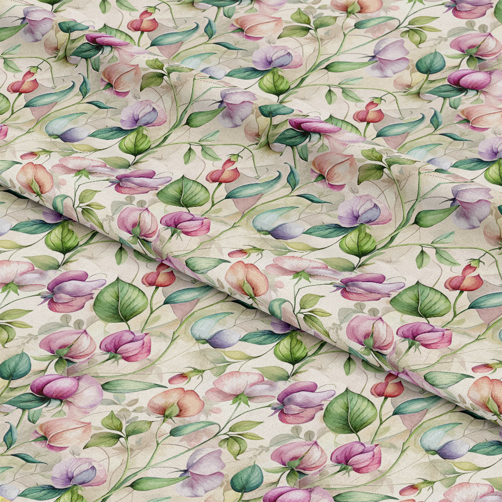 Art Nouveau Sweet Peas Pattern 1 Quilting Cotton Fabric